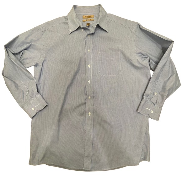 Roundtree & Yorke Other - Roundtree & Yorke 80s Non-Iron Pinpoint Dress Shirt Striped‎ Blue White 17 34